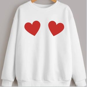 Two Hearts Graphic Valentine’s Day Crewneck Sweatshirt